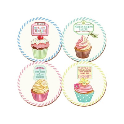 RETROTREATS ROUND CUPCAKE PLACEMATS COAS