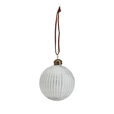 3pk Hanging Baubles - White & Silver