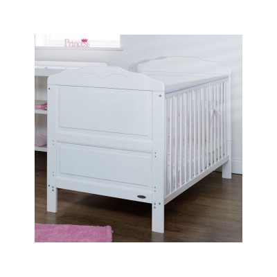 Obaby Beverley Cot Bed, Mattress & Pink Bedding - White