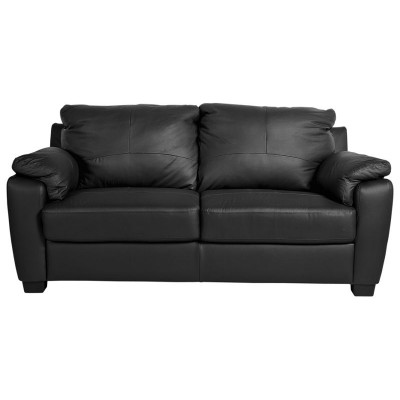 HOME Antonio Compact 3 Seat Leather/Leather Eff Sofa - Black