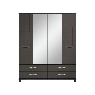 MYRA 4 DOOR MIRRORED GENTS ROBE BLACK