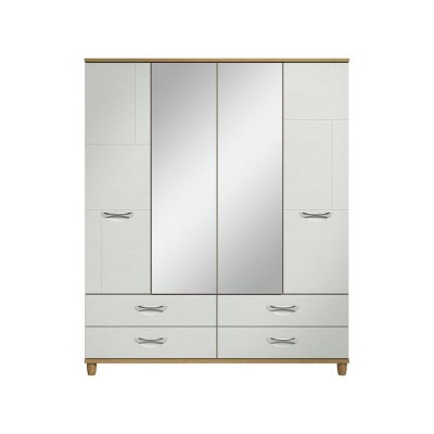 MYRA 4DR MIRRORED GENTS ROBE OAK WHITE