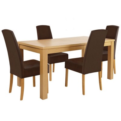 HOME Harewood Ext Table and 4 Chairs - Oak Veneer/Chocolate