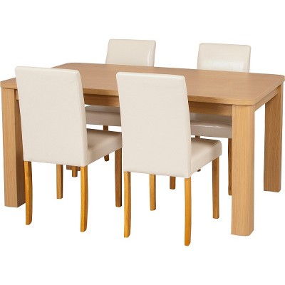 WOW SWANLEY OAK TABLE 4 CREAM CHAIRS    