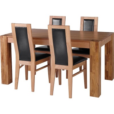 Collection Warwick Dining Table and 4 Chairs - Oak/Black