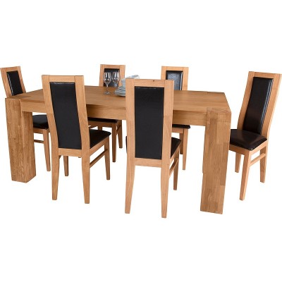 Collection Warwick Dining Table and 6 Chairs - Oak/Black