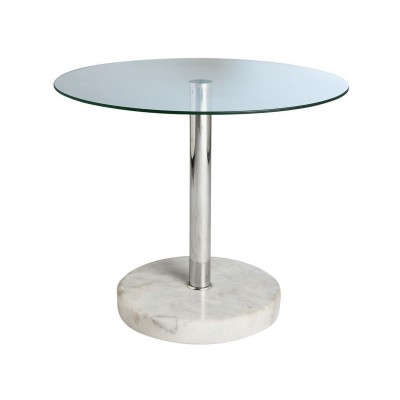 Argos Home Round Glass and Marble Effect End Table