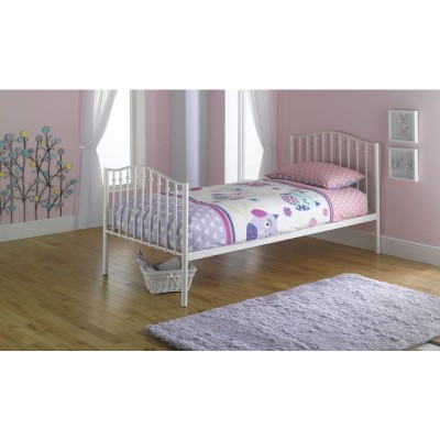 Romantic Metal Single Bed with Ashley Mattress - Cream