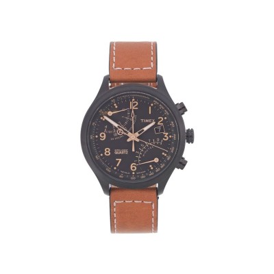 TIMEX EXPEDITION IQ TAN STRAP BLK IP WAT