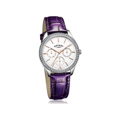 ROTARY L MULTI DIAL PURPLE STRAP WATCH