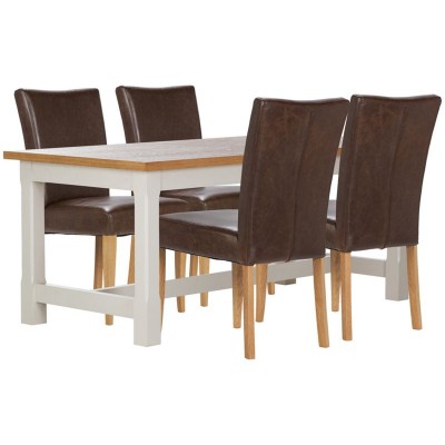 Schreiber Alcester Table & 4 Oak Chairs - Choc Leather