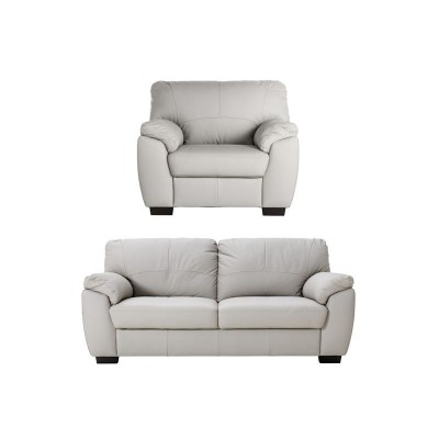 Argos Home Milano Leather Chair & 3 Seater Sofa - Light Grey