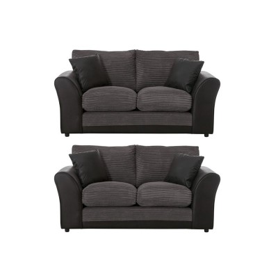 HOME Harley Fabric Pair of 2 Seater Sofas - Charcoal