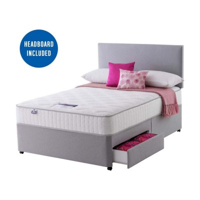 Silentnight Memory Small Double 2 Drawer Divan Bed - Grey