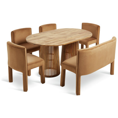 Habitat Jericho Natural Dining Table,Bench &4 Natural Chairs