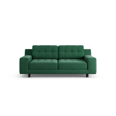 Habitat Hendricks Fabric 2 Seater Sofa - Green - Black Leg