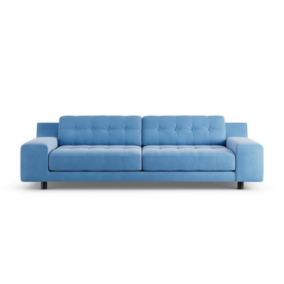 Habitat Hendricks Velvet 4 Seater Sofa - Sky Blue- Black Leg