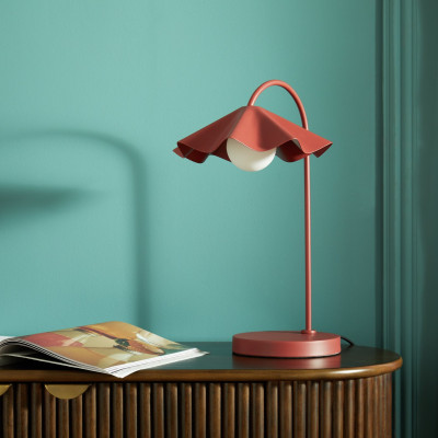 Habitat Yuno Pleat Metal Table Lamp - Red