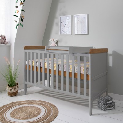 RIO COT BED DOVE GREY AND OAK