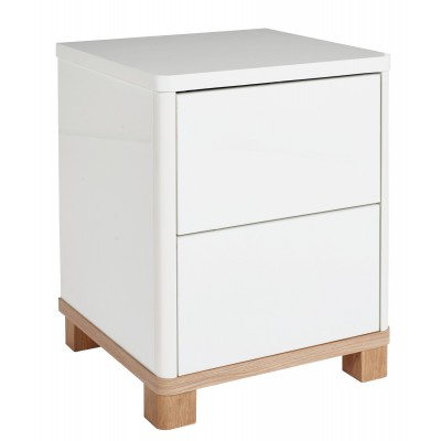 Hygena Finn 2 Drawer Bedside Chest - White Gloss