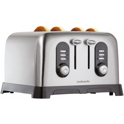 Cookworks 4 Slice Toaster - Stainless Steel
