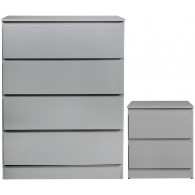 Hygena Larvik Bedside & 4 Drawer Package - Grey Gloss