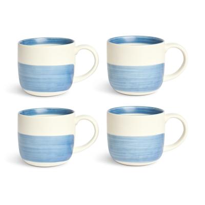 Habitat Artisan Stripe Set of 4 Stoneware Mugs - Blue