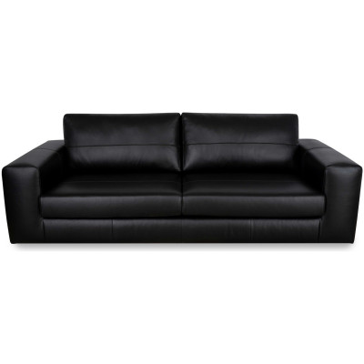 Habitat Daly Leather Wide Arm 4 Seater Sofa - Black