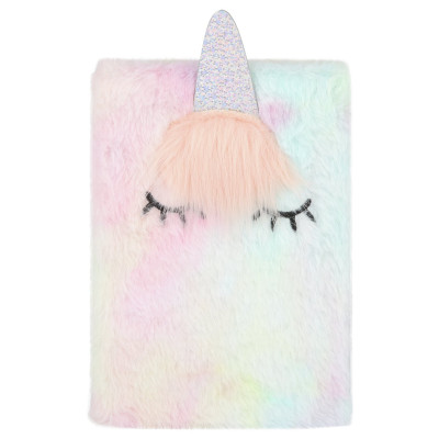 Home Unicorn Furry A5 160 Page Ruled Notebook