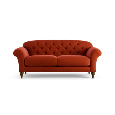 Habitat Brooker Velvet  3 Seater Sofa - Orange - Dark Leg