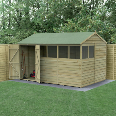Forest 4Life Overlap 6 Windows Reverse Apex Shed - 12 x 8ft
