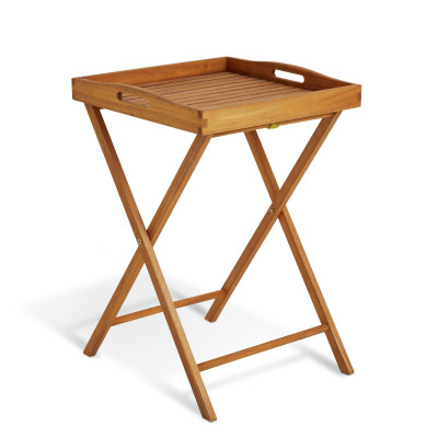 Habitat Folding Square Wooden Garden Tray Table - Light Wood