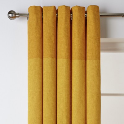 Argos Home Printed Header Lined Eyelet Curtains - Mustard