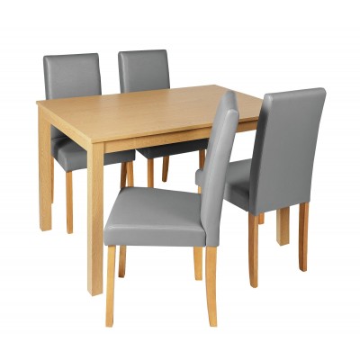 HOME Bromham Oak Effect Table & 4 Skirted Chairs - Grey