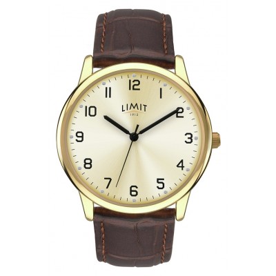 Limit Men's Brown Faux Leather Strap Watch