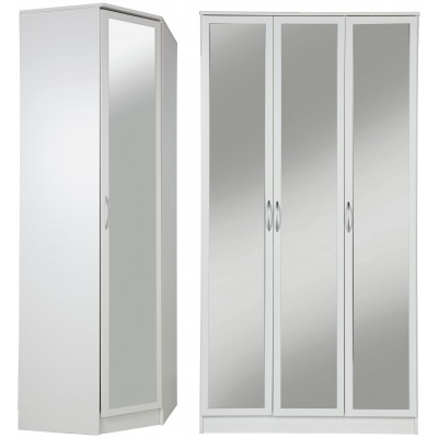 Argos Home Cheval Corner & 3 Dr Mirror Wardrobe Pkg - White