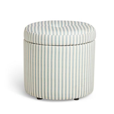 Habitat Leo Fabric Storage Ottoman - Blue & White
