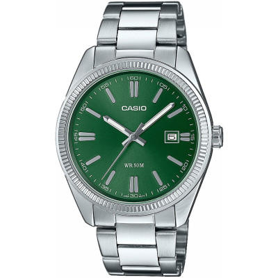 Casio Analogue Green Dial Stainless Steel Bracelet Watch