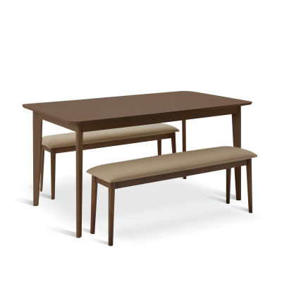Habitat Skandi Walnut Dining Table & 2 Walnut Benches