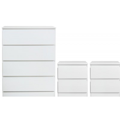 Hygena Larvik Bedside & 4 Drawer Package - White Gloss