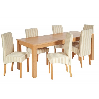 Collection Linwood Ext Table & 6 Skirted Chairs - Cream Strp