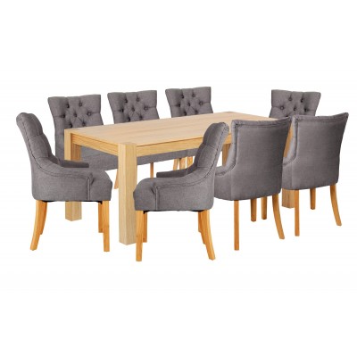 Heart of House Halwick Oak Veneer Table & 8 Chairs -Charcoal