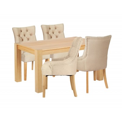 Heart of House Halwick Oak Veneer Table & 4 Chairs - Cream
