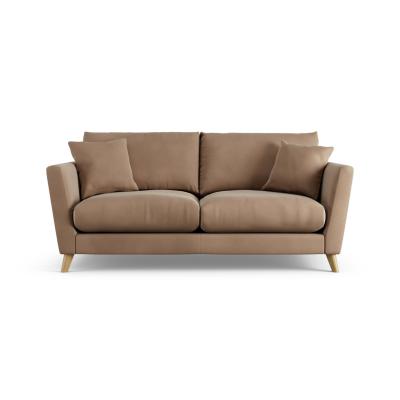 Habitat Lomond Velvet 3 Seater Sofa - Latte - Ash Leg