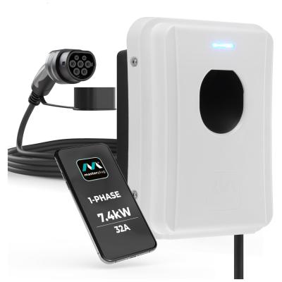 Masterplug Type 2 7.4kW  5m Tethered EV Charger - White