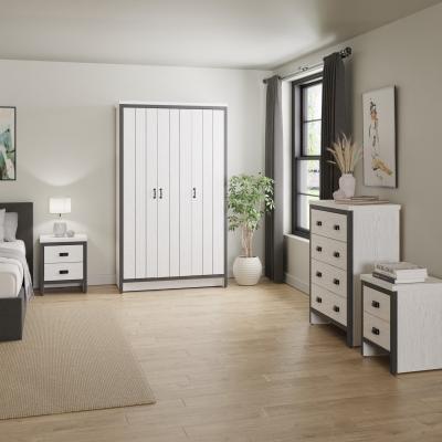 GFW Boston 4 Piece 3 Door Wardrobe Set - White