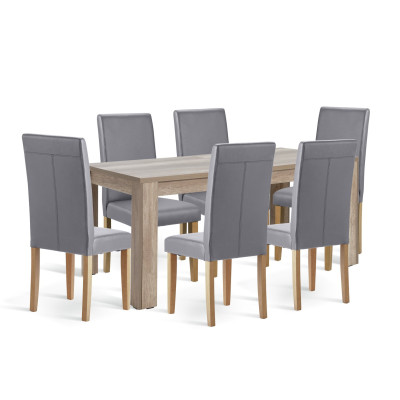 Argos Home Preston Ext Oak Dining Table & 6 Grey Chairs