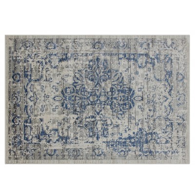 Habitat Traditional Natural & Blue Cut Pile Rug - 170x120cm
