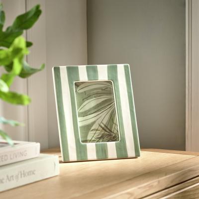 Habitat Green Stripe Ceramic Picture Frame - 4x6&quot;