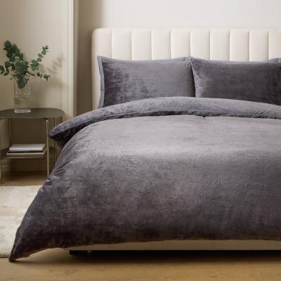 Argos Home Slinky Fleece Charcoal Bedding Set - Single